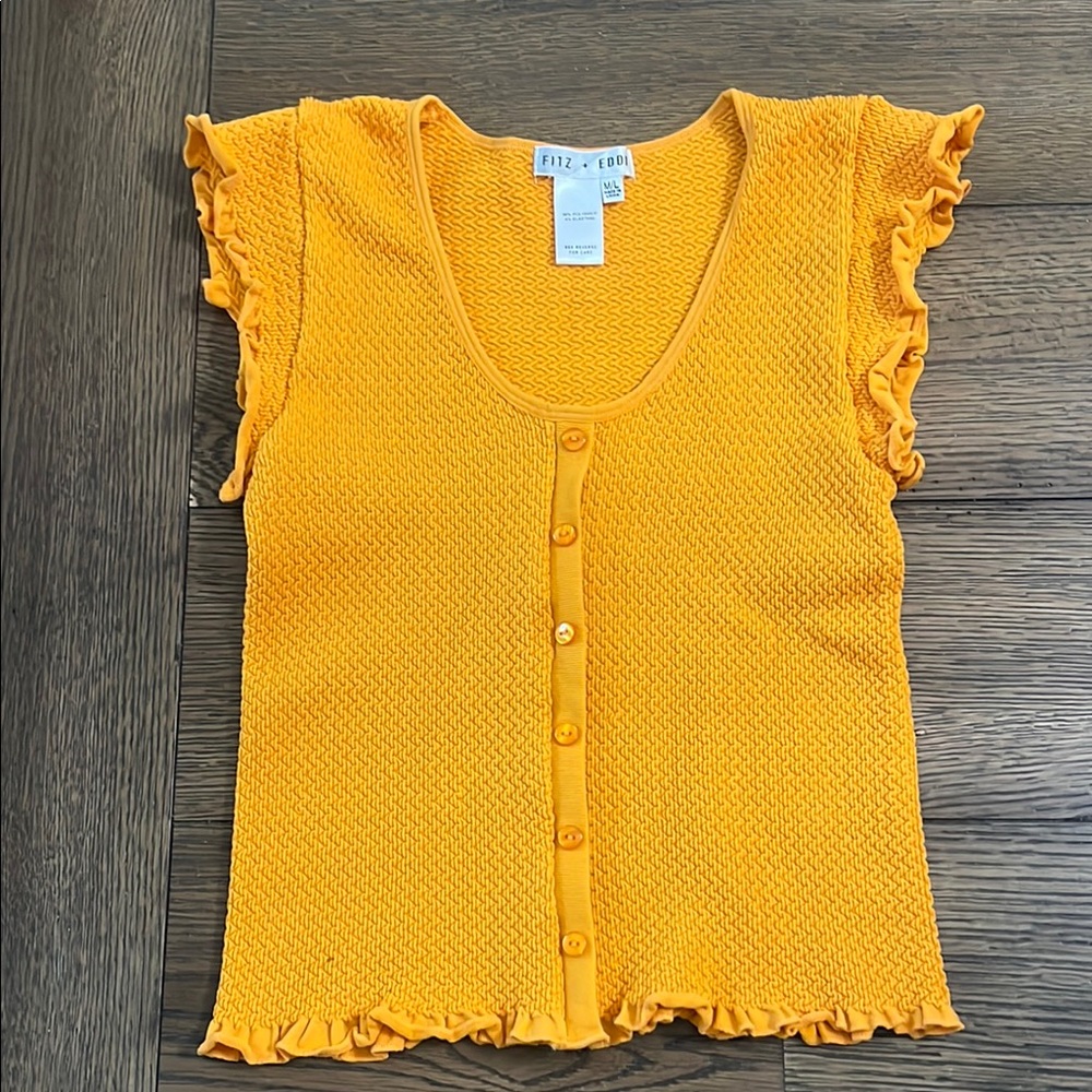Fitz and Floyd Juniors Orange Ruffle Blouse size medium/large
